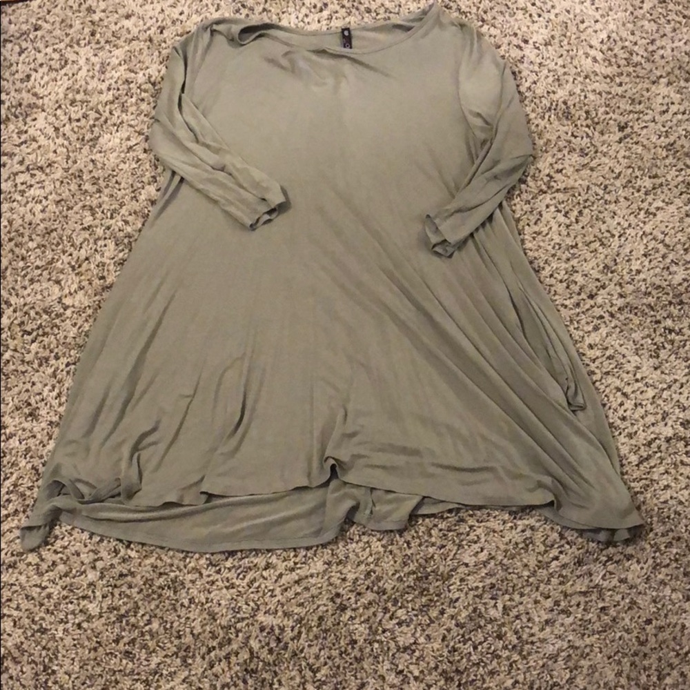 Muted Green Quarter Sleeved Swing Dress